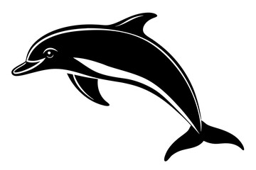 Dolphin Silhouette with Curved Body Leaping from the Water