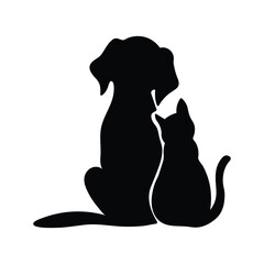This is a Silhouettes of Dog and Cat Friendship
