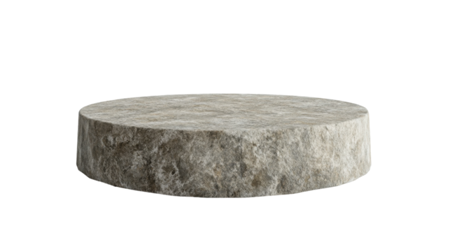 A minimalist stone platform showcasing natural textures and serene design aesthetics, on the transparent background. PNG Format