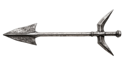 An ancient weapon resting on a clean surface, showcasing intricate metalwork and design, on the transparent background. PNG Format