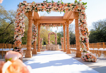 indian wedding decoration with mandap
