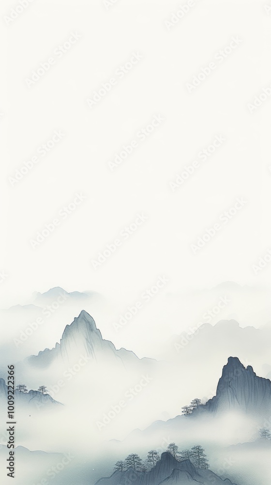 Wall mural Mountain range backgrounds nature mist.