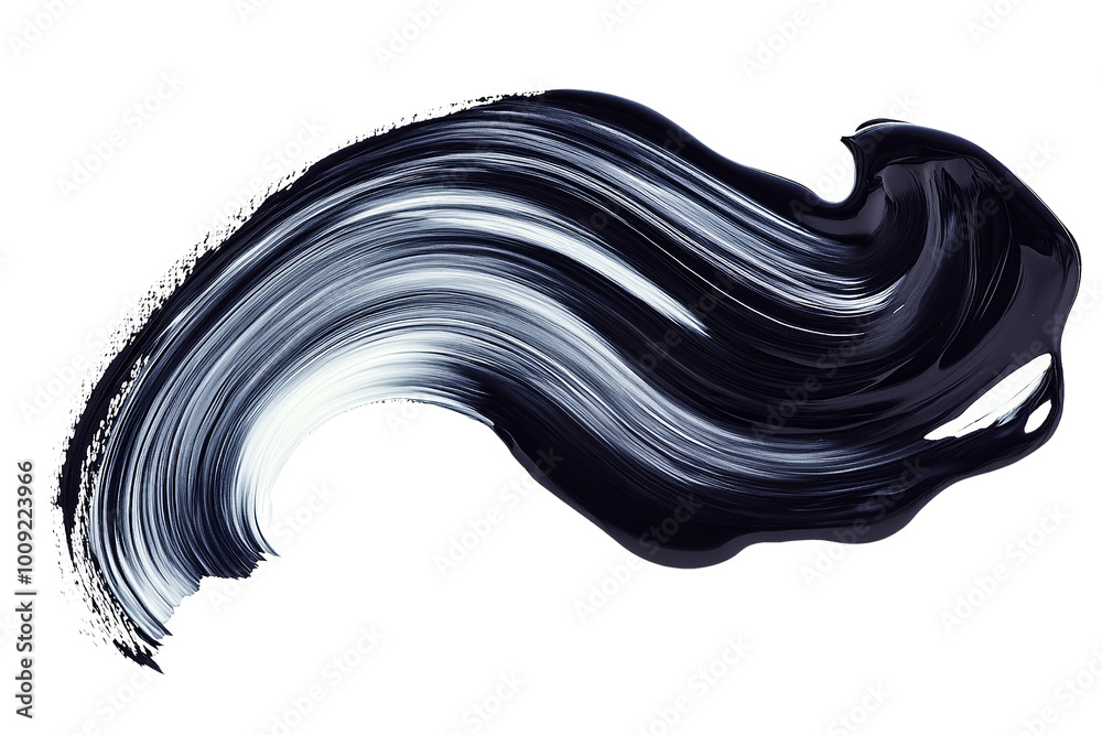 Poster abstract calligraphy paint stroke, fluid and graceful ,isolated on transparent background
