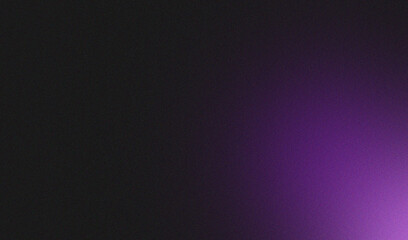 Purple illuminated spots on black, grainy color gradient background, noise texture effect, copy space