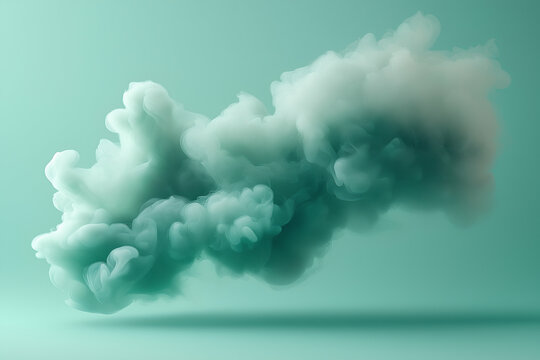 wispy cloud of green smoke floating in mid-air against a soft green backdrop, resembling ethereal cotton candy. Generative AI