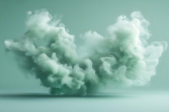 wispy cloud of green smoke floating in mid-air against a soft green backdrop, resembling ethereal cotton candy. Generative AI
