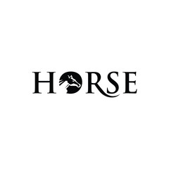 Elegant Horse Logo Design with Equine Silhouette in Lettering