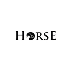 Elegant Horse Logo Design with Equine Silhouette in Lettering