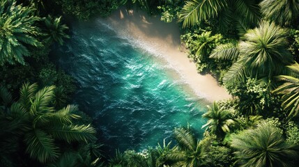 Obraz premium The aerial view landscape of a Tropical Summer palm beach