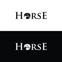 Elegant Horse Logo Design with Equine Silhouette in Lettering
