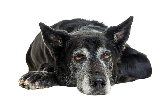 A senior dog ,Isolated on transparent background