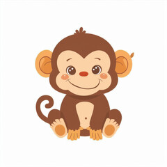 Naklejka premium Cute cartoon monkey, vector illustration on a white background