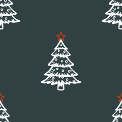 Seamless Christmas tree vector pattern for festive design