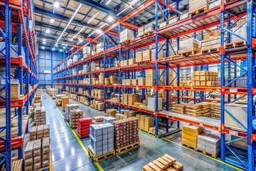 Efficient eCommerce Warehouse with Organized Shelves, Packing Stations, and Inventory Management System