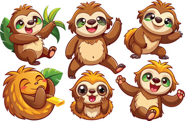 Funny sloth clipart vector