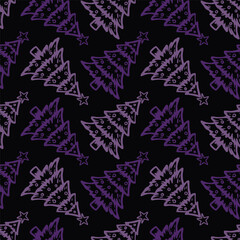 Seamless Christmas tree vector pattern for festive design