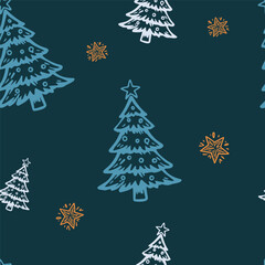 Seamless Christmas tree vector pattern for festive design