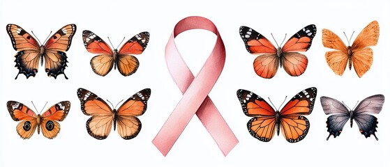 Fototapeta premium Watercolor Butterflies Fluttering in Soft Colors