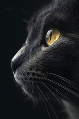 The muzzle of a black cat