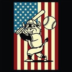 Baseball Buffalo USA Flag Patriotic Gift T Shirt
