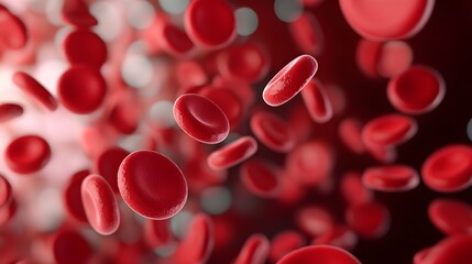 Red Cells Flowing in Circulatory System - Microscopic Beauty Representing Health Equilibrium and Vital Body Function for Medical and Educational Use