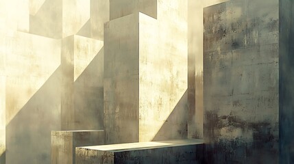 Abstract Concrete Architecture with Light and Shadow