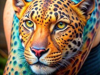 Obraz premium Elegant Cheetah Print Tattoo Design on Skin Showcasing Animal Patterns and Artistic Expression