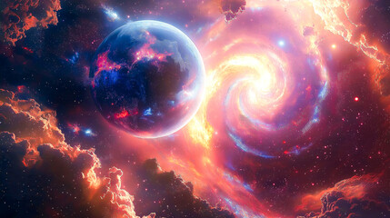 Cosmic Firestorm Surrounding Planet