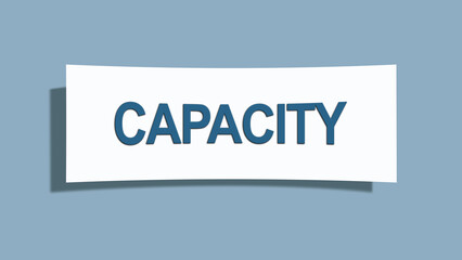 Capacity.. A card isolated on blue background.