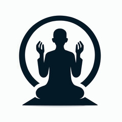 Silhouette vector of Muslim person praying on a white background.	