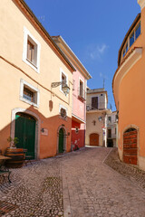 A  street between the old houses of Fontechiari in Lazio, Italy.
