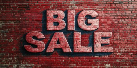 The inscription big sale on the brick wall