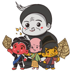 cartoon wayang day, traditional form of puppet theatre play