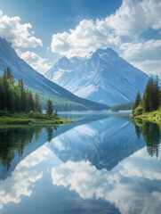 Crystalline Lake: Mountain Reflections in Still Water