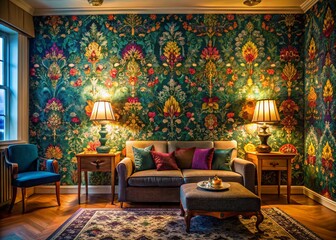 Elegant home wallpaper design featuring intricate patterns and soothing colors for modern interiors