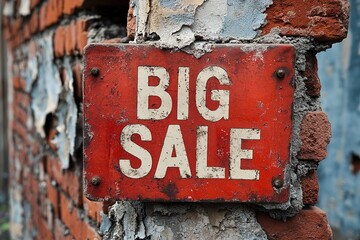 The inscription big sale on the brick wall