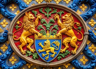Elegant lion family crest design symbolizing strength, bravery, and noble heritage in heraldry style