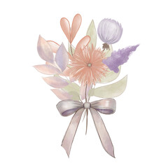 bouquets illustrated in delicate colors autumn flowers