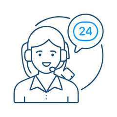Fototapeta premium Customer service representative with a headset and 24/7 support symbol