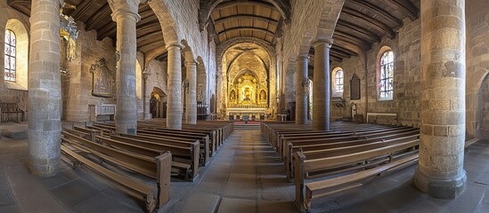 Obraz premium Interior of the Church of Sant Pere de Rodes