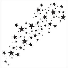 black flat beautiful stars fly apart on a white background, drawing