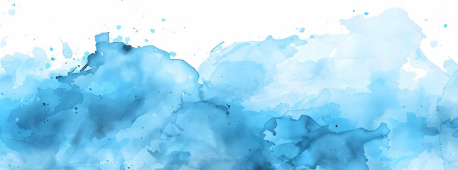 Fototapeta premium Abstract blue watercolor background banner, sky-like color. -