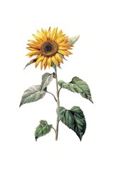 Fototapeta premium Vibrant sunflower botanical illustration