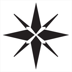 black flat beautiful stars fly apart on a white background, drawing