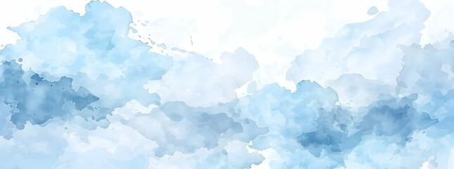 Abstract light blue watercolor background banner, pastel colors 