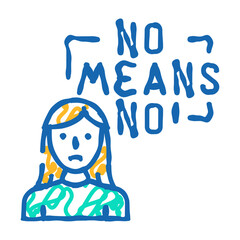 no means no feminism woman doodle icon sketch vector. no means no feminism woman sign. isolated symbol illustration