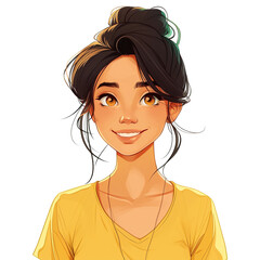 Smiling young woman in casual style with a vibrant personality on white backdrop