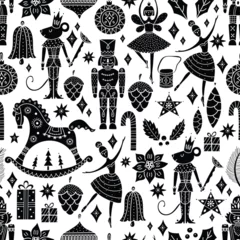 Black Christmas vector Nutcracker pattern. Silhouette. Can be used for wallpaper, pattern fills, web page background, surface textures.