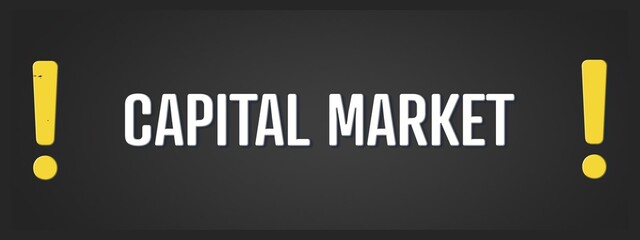 Capital Market. A blackboard with white text. Illustration with grunge text style.