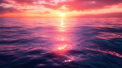 Fototapeta premium serene sunrise over the tranquil sea with soft hues of orange and pink reflecting on the waters surface creating a peaceful and picturesque coastal landscape